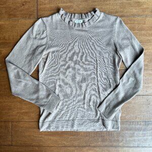 J.Crew Ruffle Mock-Neck Lightweight Sweater – Taupe – XS